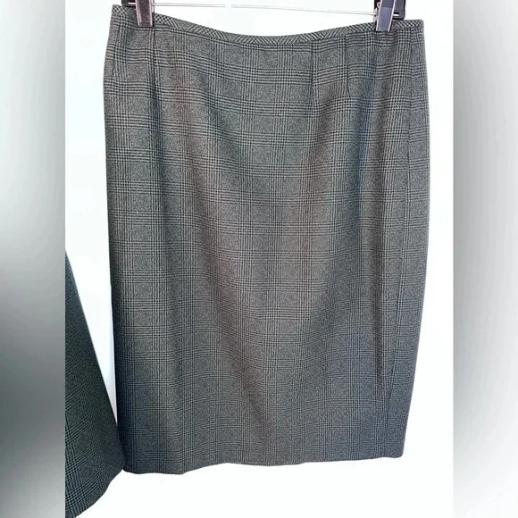 Evan Picone,10, skirt/ jacket suit olive green, micro houndstooth check, print - Picture 6 of 13